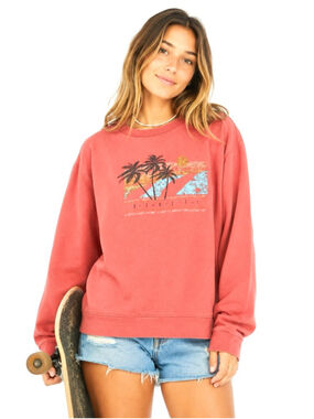 Vintage Hurley Crewneck Sweatshirt Dusty Coral Tropical Hawaii Beach Graphic L